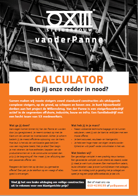 Vacature Calculator vanderpanne Vacature Calculator vanderpanne